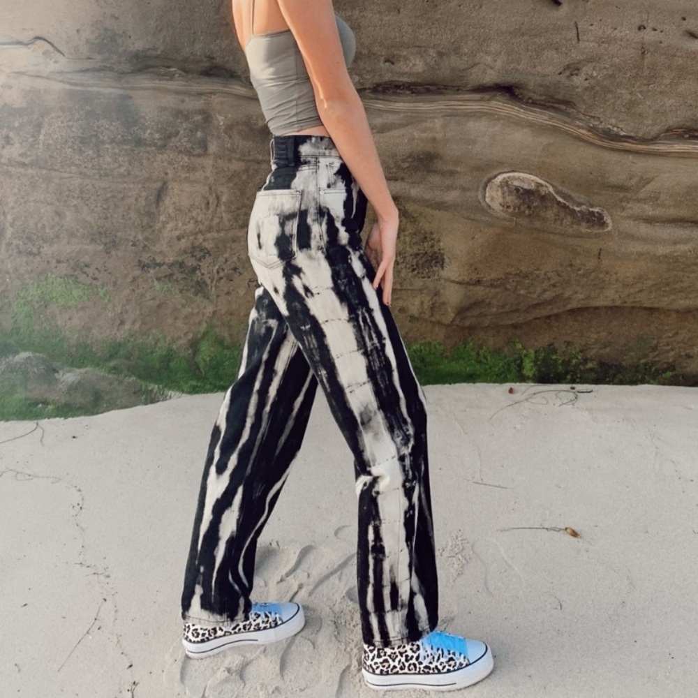 REVICE Black Tie-Dye Straight Jeans